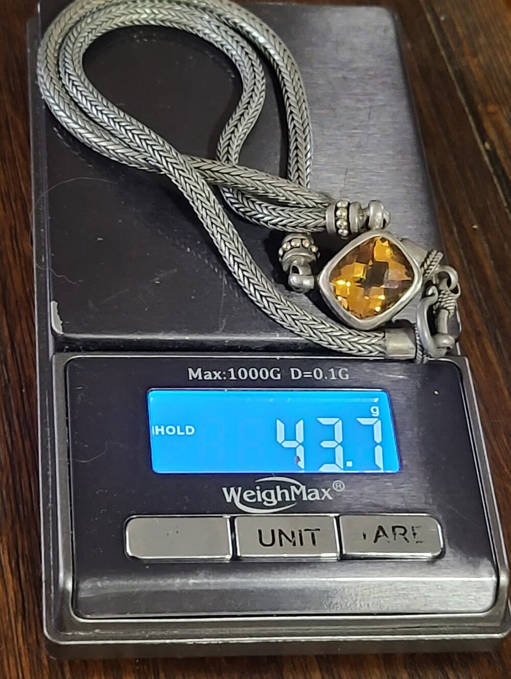 Sterling Silver 925 With 18k Gold Accents Necklace with Citrine Gemstone Pendant - Picture 5 of 8